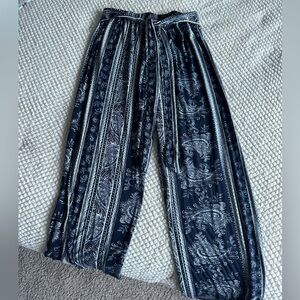 Blue and white soft flowy pants